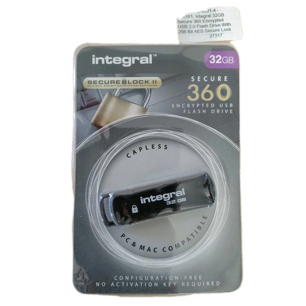 Integral 32GB USB 3.0 Flash Drive 256-bit AES Encryption Ultimate Security NEW